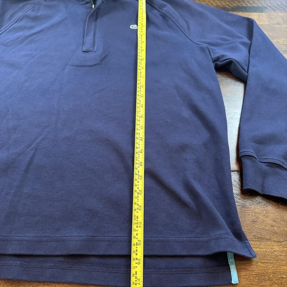 Lacoste Sweater Mens Large Navy Quarter Zip Cotton Pullover Mock Neck Croc Logo - Picture 5 of 9